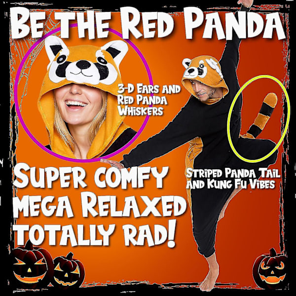 Eläin- ja merieläinpehmolelu Cosplay-asu - Funziez aikuisille, naisille ja miehille X-Large Punainen Panda