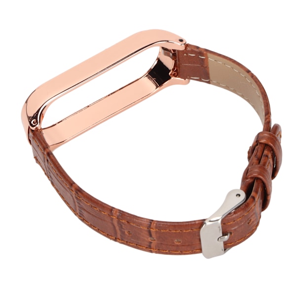 Snabbkoppling Läderklockarmband Bambu Mönster Klockarmband Handledssmartwatch Remband Ersättning för Xiaomi Mi Band 6 5 NFCBrun Guld