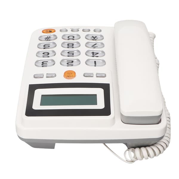 Fasttelefon med ledning, nummerpresentasjon, forsterket HD, håndfri samtale, justerbar lysstyrke, telefon med store knapper for eldre