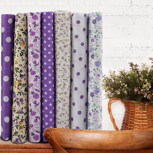 7 stk. 25*25 cm bomuldsstof DIY assorterede firkanter forskåret sengetøjssæt kvarterbundt lilla prik