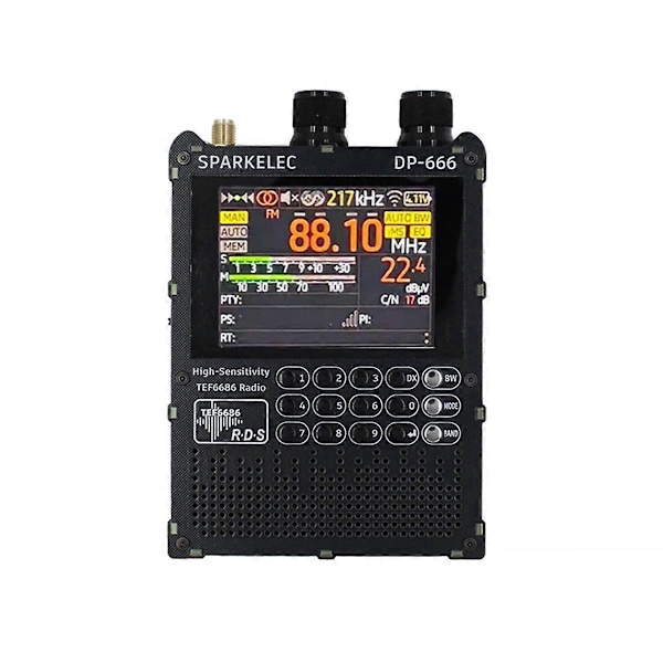 Fullbandsradio IPS Touch Screen Högkänslig Mottagare Svart