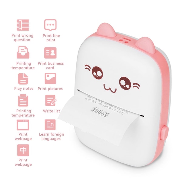 Mini fotoprinter til Bluetooth trådløs høj opløsning Peripage Pocket Mobiltelefon Pink
