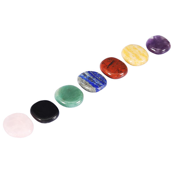 7 stk Naturlig Tynd Krystal Healing Stone Uregelmæssig Seven Chakra Energy Slice