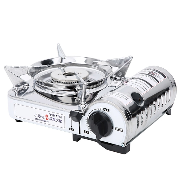 MS-8000 Bärbar Gasspisbrännare Campingkassett Ugn Vindtät för Camping Picknick Grill (Silver)