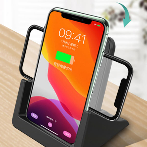 15W trådlös laddningsstativ Automatisk avstängning Flera skydd Vertikal trådlös laddare för mobiltelefon