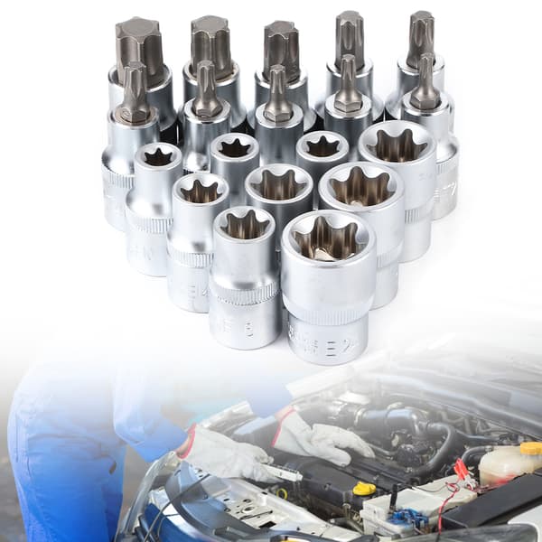 19 stk/sett 1/2 tomme Drive Star Hex Socket Bit Kit E Type Mannlig Kvinne Bilreparasjonsverktøy