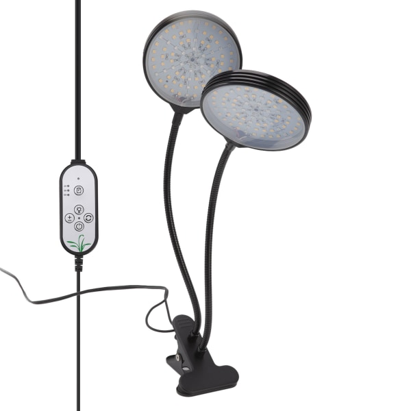 Plantevækstlys Timing 5 dæmpbare niveauer Vandtæt Dobbelthoved 30W USB-drevet LED plantelampe med klipsbase