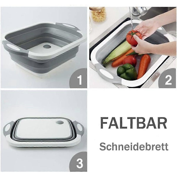 Multifunktionell Skärbräda, Hopfällbar Diskbänk Köksbunke Campingbunke Skräpbunke Picknickkorg Diskbänk Tillverkad av PP-plast för Vandring Picknickresor