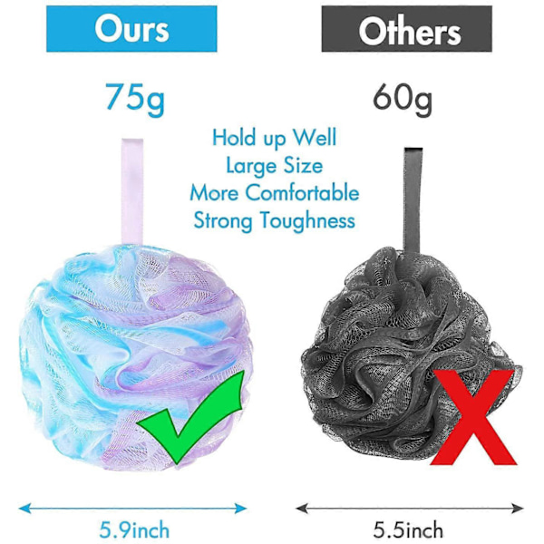Duschpuff Loofah 75g/ST Extra Stora Duschpuffar Duschsvamp Duschskrubb Kroppspuff Dusch Exfolierande Badsvamp
