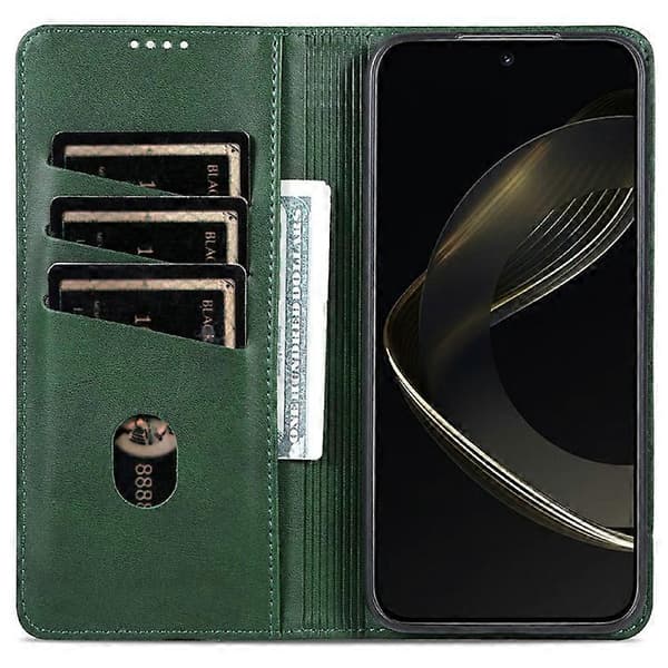 AZNS Compatible Case for Samsung Galaxy A56 5G, PU Leather Wallet Case with Cowhide Texture Green