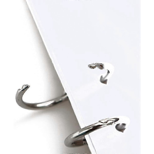 12 stk. Sølv Bogringe, 3 Huller Metal Løsblad Binderinge, Ring Snap Split Hængslet