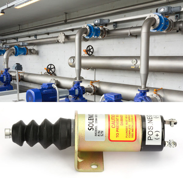 12V Stålhölje Motoravstängning Stopp Solenoid Ersättningskit 1504-12C2U1B1S1