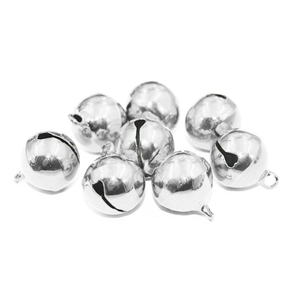 50 st små metallklockor färgglad färg jul bjällror nyckelhänge fest DIY pärlor (gul silver)