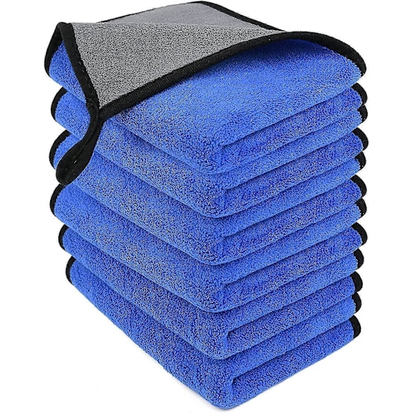 Mikrofiber Rengöringsdukar, 6-pack Bilrengöringsdukar, Tvålagers Förtjockade Mikrofiberhanddukar, Luddfri Superabsorberande Rengöringshandduk för Hushåll