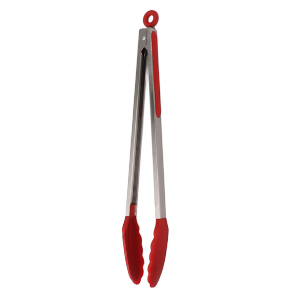 Kjøkkentenger i silikon, rustfritt stål, varmebestandig, sklisikker, matserveringstenger for baking, matlaging, rød, 40 cm / 15,7 tommer