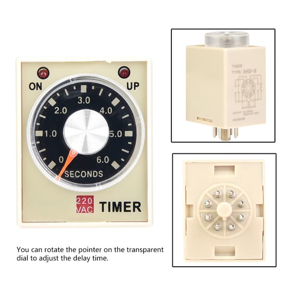 AH3-3 Strømforsinkelsestimer Tidsrelæ AC 220V 50/60Hz(6S)