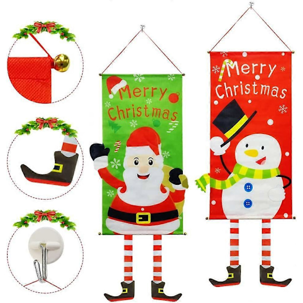 PCS Julhängande Tygflagga Julbanner Dekoration God Jul Snögubbe Jultomte Hängande Flagga för Jul Skyltfönster Dekoration (115