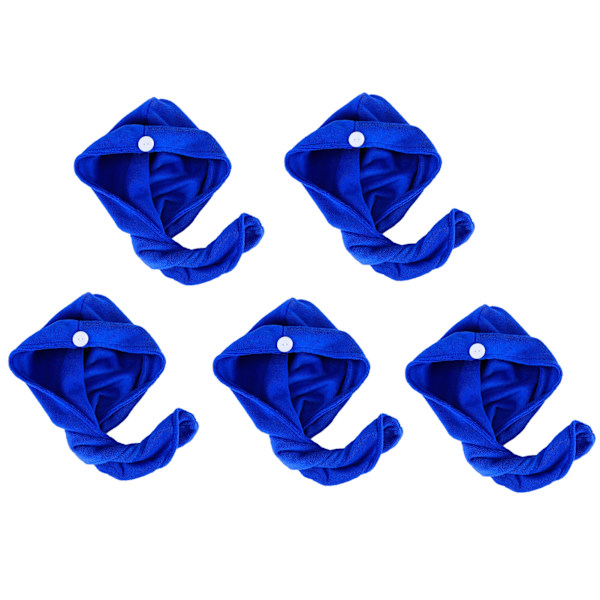 5 st mikrofiberhår torkhatt absorberande snabb torkande kvinnor flickor mjuk turban handduk 9,1x25,6inRoyalblue
