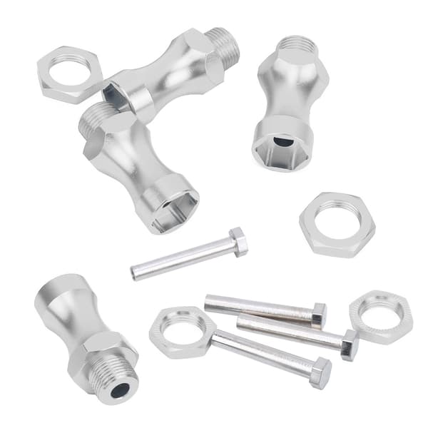 12 stk 1/10 til 1/8 RC Modellbil Deler Aluminiumslegering 12mm Til 17mm Hjulnavadapterkobling Sølv