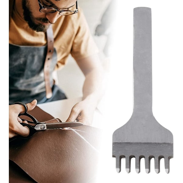 Lærsøm-avl, 6-tanns søm-avl, høyhastighetsstål lærpinnehull med fast avstand for stansing (4mm)