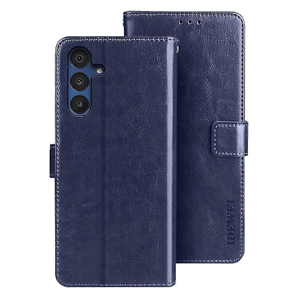 Til Samsung Galaxy A15 5G Etui Crazy Horse Tekstur Læder Wallet Cover-B6 Mørkeblå
