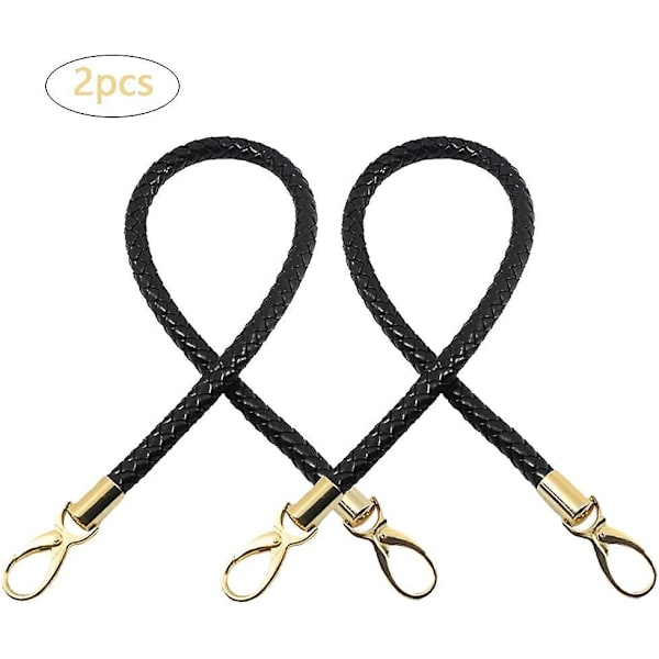 Sort læderhåndtaske skulderrem - 40cm (2 stk.)