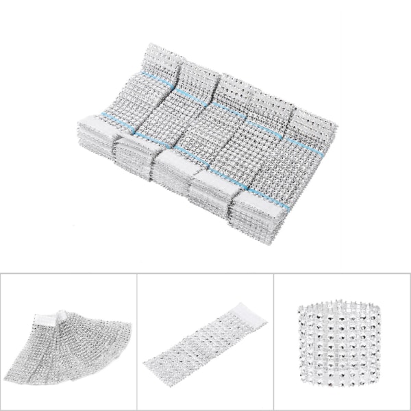 50 stk. 8 rækker stolserp servietringe diamant mesh wrap bånd til bryllup juleslim
