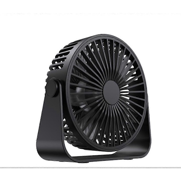 USB Bordventilator, 3 Hastigheds Bordventilator, 360 Justerbar Lydløs Ventilator, Bærbar Ventilator til Kontor, Hjem, Soveværelse, Bil, Udendørs Camping - Sort
