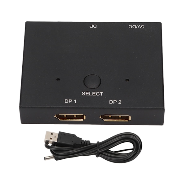 Displayport Splitter Bidirektionel DP Switch Aluminiumlegering Displayport Switcher 8K Ved 60Hz 4K Ved 120Hz