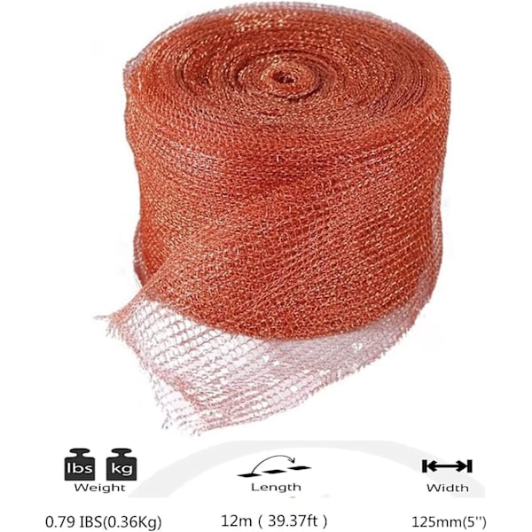 12M X 12,7CM Kobbernet, 100% Rent Kobbernet Strikket Kobbernet, Konstruktionshulrumsblokering