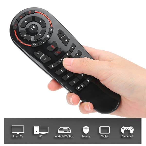 USB 2.4G trådløs Air Fly Mouse bevegelsessensor smart stemmefjernkontroll svart