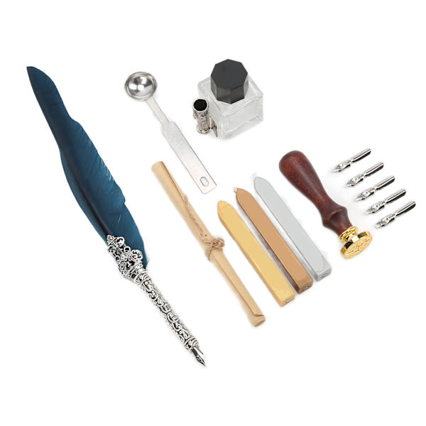Fjerpennesæt Glat Skrivning Retro Design Udskæringsudseende Kalligrafi Pen Kit til Skrivning GaveSFDPS038033 Navy