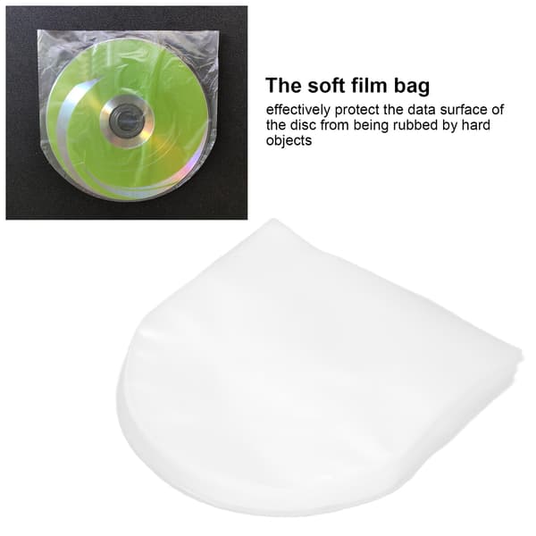 100 st CD/DVD Innerfickor Transparent Plastficka för 5 tum CD och DVD Miniförvaring