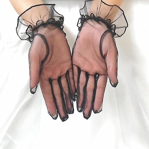 Elegante sorte damehansker til ball, teselskap og bryllup