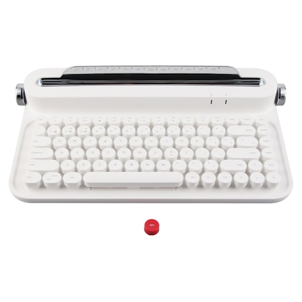 Vintage Bluetooth-tastatur 86 taster bærbar trådløst tastatur med integrert stativ for Windows for Android for IOS hvit