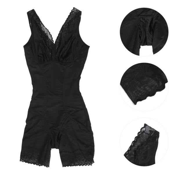 Mage slanking Postpartum Body Shapewear Magekontroll Midjetrener Bodysuit (svart)M