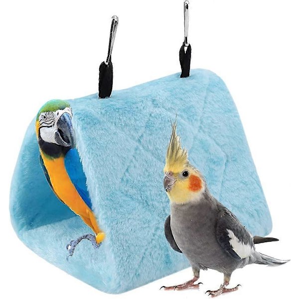 Papukaijan riippumatto linnunpesä lämmin pehmeä pehmoriippumatto riippuva häkkiteltta (S 13x12x17cm-Sininen)