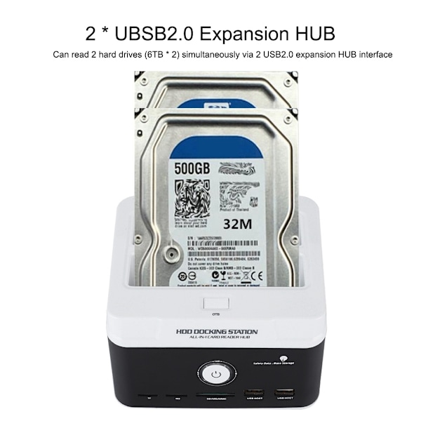 USB3.0 HDD SATA-dockingstation, ekstern kabinet til 2,5'/3,5\" IDE/SATA I/II/III UK 110-240V