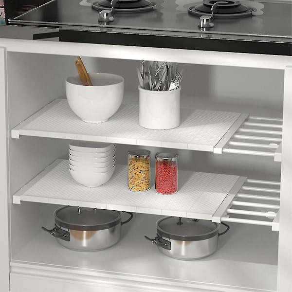Utvidbar DIY Garderobeskiller Separator - Skapspenningshylle 30-40cm HVIT