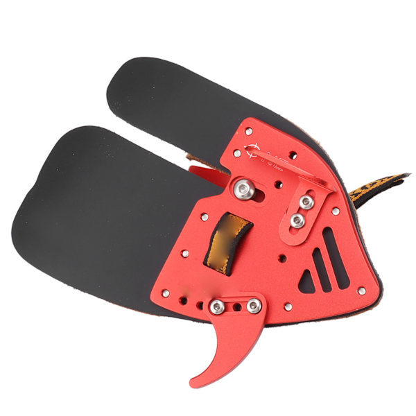Bueskydning Finger Tab Kohud Aluminiumlegering Bueskydning Finger Guard Beskytter Skydning Praksis Udstyr til Recurve Jagt Buer Rød og Sort L