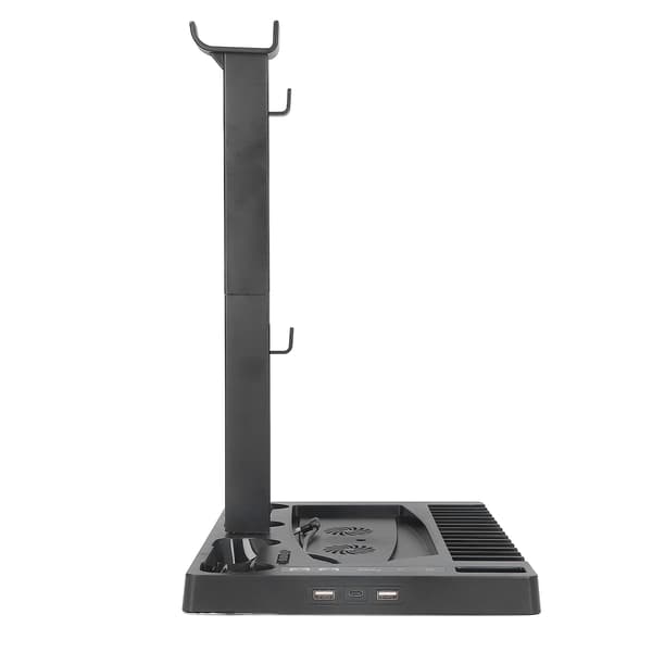 Til PS5 lodret stander køleventilator Professionel dobbelt controller opladerstation med hovedtelefonstativ opbevaringsbakke