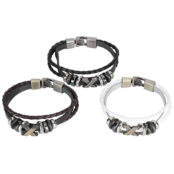 3 st läderarmband flerskiktsvävt vintage stilfullt hantverk dekorationer
