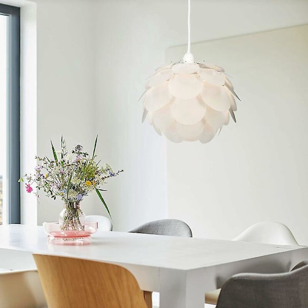 Puzzle Taklampe - Blomsterlampeskjerm med Kabel og E27 Ring - Lysekrone Soverom Spisestue Kjøkken Stue - Hvit