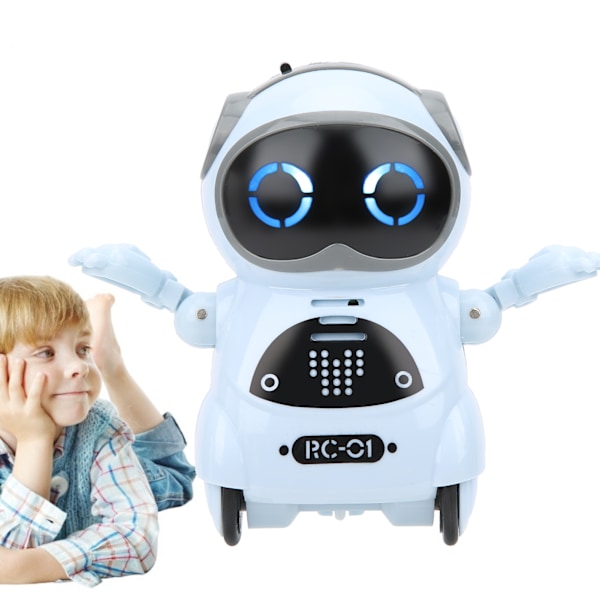 939A Robot Legetøj Interaktiv Stemmegenkendelse Optag Sang Dans Mini RC Robot LegetøjBlå