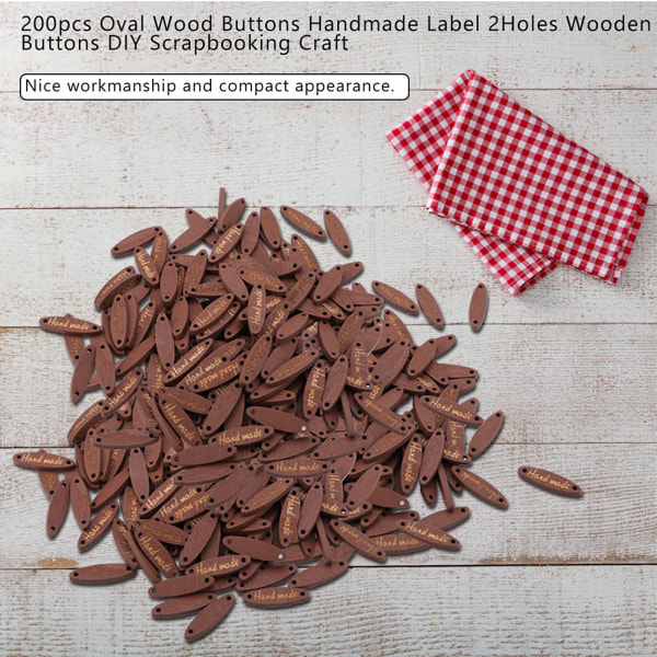 200 stk ovale træknapper Håndlavet etiket 2 huller dekorative træknapper DIY Scrapbooking Craft