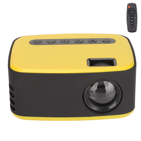 Miniprojektori 1920x1080P Mikro-USB-liitäntä 2W Kaiutin Musta Keltainen Kannettava Projektori Älypuhelimeen AV 100-240V EU-pistoke 100-240V