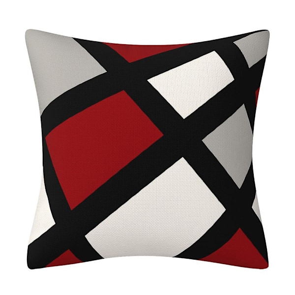 Kudde, Kuddfodral - Modern - Röd - Grå ränder - Oljig akryl - Grå - Dekorativ - Fyrkantig - 45 x 45 cm 4-pack