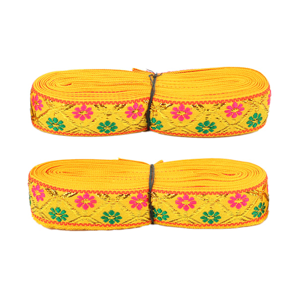 2 st broderad spets lång 7 meter bredd 2,5 cm elegant band för hantverk bröllopsdekoration klänningtillverkning presentförpackning gul