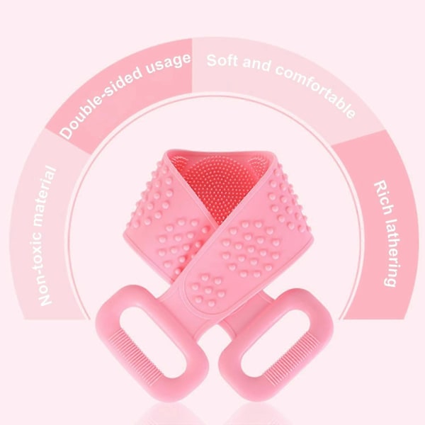 Silikon Badborste Exfolierande Ryggskrubbare för Män & Kvinnor Dusch Bad Hudmassage Djuprengöring Zekai Blå 60cm
