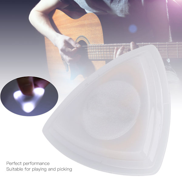 LED Touch Guitar Pick - självlysande, livsmedelsklassad plast, inbyggt batteri (vitt) White